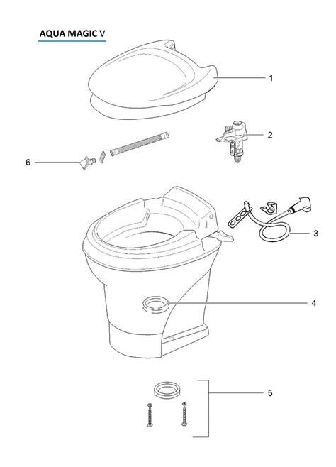 Inside the Thetford Aqua Magic V toilet: A comprehensive diagram of the mechanism's parts